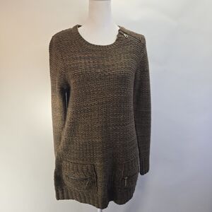 Creazioni Effect Brown Textured Crew Neck Sweater